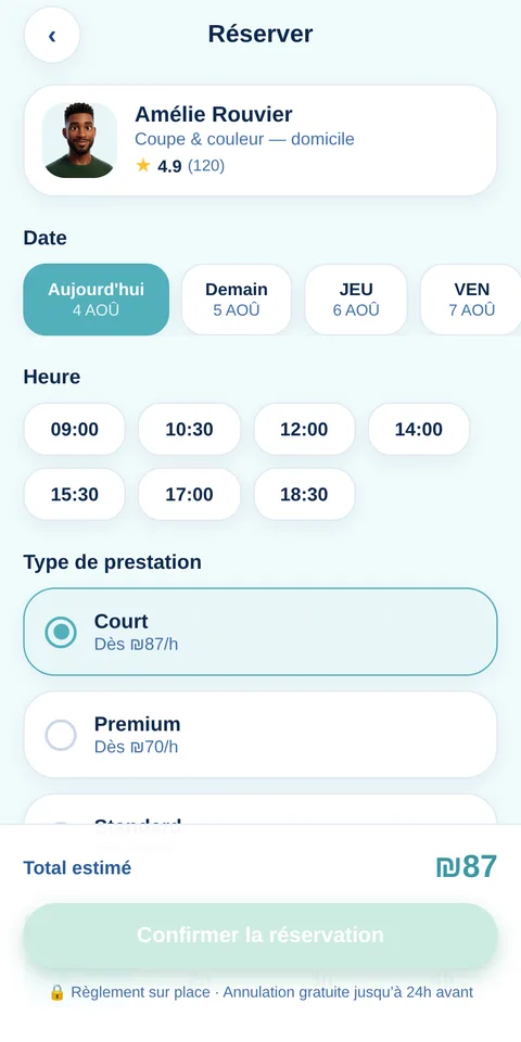 YetiHome — booking a slot